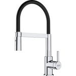 Lina fc 6087.031 Mitigeur cuisine, 205 x 410 mm, semi-pro avec douchette extractible, Chrome/Noir (115.0626.085) - Franke