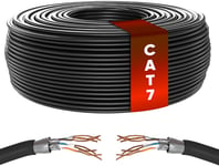 Câble Ethernet Cat 7 25m, 100% Cuivre Haute Vitesse cable ethernet, Câble Réseau LAN Intérieur en Vrac Sans Connecteurs RJ45 | 28AWG, SFTP Blindé internet cable (25 Mètres, Noir)