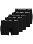 JACK & JONES Men's 5-Pack Boxer Briefs Trunks Set Stretch Pants Basic Underwear JACHUEY, Colours:Black, Size:7XL