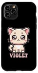 Coque pour iPhone 11 Pro Violet Motif chat mignon pour fille Violet