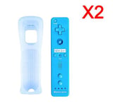 2pcs 2 en 1 Manette Wiimote Motion Plus pour Nintendo Wii et Wii U bleu -QUMOX®