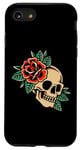 Coque pour iPhone SE (2020) / 7 / 8 Tatouage esthétique rose rouge fleur pour enfants homme femme