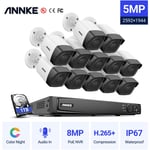 Annke - 4K 16CH Ultra hd PoE nvr System avec 4MP Super hd True Full Color Night Vision H.265 + Network PoE Bullet ip Caméras de sécurité avec 16