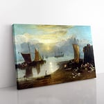 Big Box Art Sun Rising Through Vapour by Joseph Mallord William Turner Canvas Wall Art Print Ready to Hang Picture, 76 x 50 cm (30 x 20 Inch), Cream, Gold, Cream