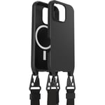 OtterBox Coque React Series Lanyard MagSafe pour iPhone 16 Pro, Coque de Protection Ultra Fine avec Collier, Sangle réglable et Amovible, testé Selon Les Normes Militaires, Noir, Livré sans Emballage