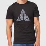 Harry Potter Deathly Hallows Text Men's T-Shirt - Black - XS