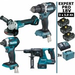 Makita - Pack expert pro bl Motor 18V 4 machines 3 batt 5Ah DDF484 DTD154 DGA506 DHR243