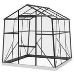 Greenhouse Aluminium 192 X 192 X 204 Cm Växthus 3,68 M² Tomathus Med Fönster, Skjutdörr, Fundament, Växthus, Svart