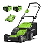 Greenworks 40V 41cm Tondeuse, motoculteur avec Batterie/Chargeur 2x2Ah