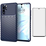 Asuwish Phone Case for Huawei P30 Pro with Tempered Glass Screen Protector Cover and Cell Accessories Slim Soft TPU Silicone Rubber Hybrid Protective Hawaii P30Pro P 30 Pro30 30P 30pro Women Men Blue