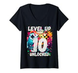 Womens Gaming Vintage 10th Birthday 10 Ten Year Old Boy Girl Gamer V-Neck T-Shirt