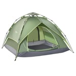 Outsunny 3 Man Camping Tent Automatic Pop Up Tent Portable Double Layer Shelter