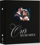 Album Photo 10x15 1000 Pochette,OURMEMORIES Grand Geant Format Lin avec fenêtre Tissu Album pour Horizontal Vertical Photos (Noir).[W820]