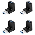 4 pièces prise d'angle usb 90 ° haut / bas Adaptateur d'angle usb 3.0 5 Gbps male à femelle Adaptateur usb de type l angle pour pc / ordinateur