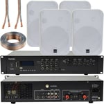 400W Bluetooth Sound System 4x White 200W Wall Speaker Channel HiFi Amplifier