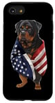 Coque pour iPhone SE (2020) / 7 / 8 Chien Rottweiler patriotique enveloppé dans un drapeau américain américain