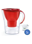 Carafe filtrante Brita Marella avec 1 cartouche Maxtra Pro 1051120 Rouge + Pack de 4 filtres à eau Brita Maxtra Pro Expert Anti-tartre