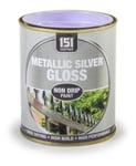 151 Wood Metal Interior Exterior Non-Drip Metallic Gloss Paint 300ml - Silver