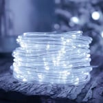 LED Solar Rope Light Waterproof Indoor/Outdoor Rope Light String Light Strip Light for Outdoor, Garden, - White 20m 200 Lights