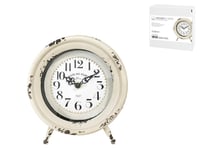 H&h Table Clock, Beige Metal, 15.5 cm