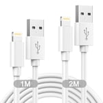 Cable Iphone 1M+2M Lot De 2[Certifié A-Pple Mfi], Câble Chargeur Iphone Câble Lightning Cable Usb Iphone Cordon Fil Chargeur Iphone Charge Rapide Pour Iphone 14/13/12/11 Pro /Xs/Xr/X/8/7/6/Se/Ipad