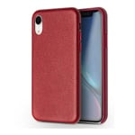 QIALINO iPhone Xr fodral i äkta läder med litchi-textur - Röd