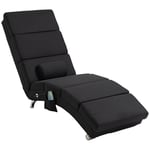 HOMCOM Fauteuil Relax Chaise Longue de Relaxation Ergonomique, massant et Chauffant Tissu Effet Lin avec télécommande et Coussin - 56 x 168 x 84 cm Noir