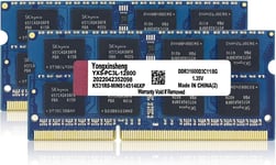 Ram DDR3 /DDR3L 16go (2x8go) 1600MHz PC3L-12800 / PC3-12800 Sodimm CL11 Non-ECC Unbuffered 1.35V / 1.5V 2Rx8 Double Rang 204 Pin Mémoire Ram Barette Kit pour Ordinateur Portable (Bleu)