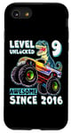 iPhone SE (2020) / 7 / 8 Level 9 Unlocked T Rex Monster Truck Dinosaur 9th Birthday Case