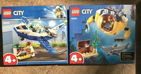 LOT DE 2 BOITE SET NEUF LEGO CITY 60206 60263 AVION ET EXPLORATION SOUS MARINE