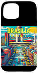 Coque pour iPhone 15 Souvenirs de Brasilia Brésil Voyage Vintage Retro City Skyline