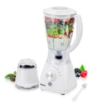 Geepas 550W 2 in 1 Food Jug Blender with 1.5L BPA Free Jar | 4 Sharp Stainless Steel Blades with 2 Speed | Ice Crusher, Mill, Coffee/Spice Grinder & Smoothie Maker - 2 Year Warranty