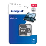 Integral inmsdx64g-100v30 64gb micro sd card microsdxc uhs-1 u3 cl10 v30 a1 up to 100mbs read 45mbs write 64 go microsd uhs-i classe 10