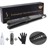 Lisseur Cheveux Vapeur Fer à Lisser/Boucler Professionnel Plaque en Céramique -Avec Ecran LCD 6 Températures Réglables Pour Tous Typ