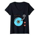 Womens Vinyl Record Player Album V-Neck T-Shirt