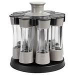 8pcs Plastic Spice Jars with Rotating Organizer Rack for Kitchen Countertop