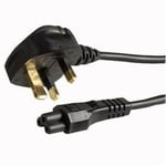 UK 3 Pin Mains Clover Leaf C5 Cloverleaf Power Lead Cord Cable for Laptop - 3 M