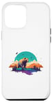 Coque pour iPhone 15 Pro Max Ours naturel avec motif de montagne et coucher de soleil