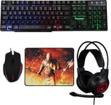 Drakkar Pack D'Accessoires Gaming Rogue Pour Pc - Casque - Clavier Azerty 105 Touches - Souris - Tapis De Souris Viking