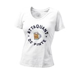 T-Shirt Femme Col V Attaquant De Pinte Apéro Soirée Foot Bière Amis