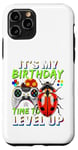 Coque pour iPhone 11 Pro It's My Birthday Ladybug Time to Level Up Jeu vidéo