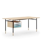 House of Finn Juhl - Nyhavn Desk, 170 cm, with Tray Unit, Oak Clear oil, Black Steel, Cold - Skrivebord - Finn Juhl - Tre farget,Svart - Metall/Tre