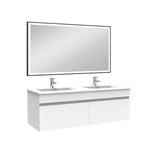 Meuble double vasque 120cm avec miroir 3 couleurs et dimmable blanc