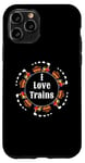 Coque pour iPhone 11 Pro I Love Trains Train Track Jouet électrique Train Train Tee