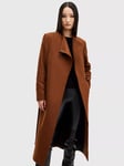 AllSaints Riley Wrap Around Belted Long Line Wool Blend Coat