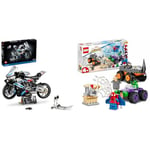 LEGO 42130 Technic BMW M 1000 RR Motorbike Model Kit for Adults & 10782 Marvel Hulk vs. Rhino Monster Truck Showdown