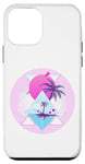 Coque pour iPhone 12 mini Purple Palm Tree Island Triangles bleus et cercles roses