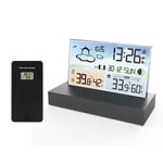 Station Météo sans Fil Intérieur/Extérieur avec Capteur, LED Ecran Rétro-éclairage, Thermomètre, Hygromètre, Baromètre, Horloge Numérique, Alarme et Snooze, Prévisions Météo