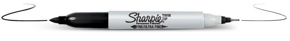 SHARPIE Twin Tip Permanent Marker Black Tuck 12-pack