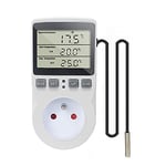 KETOTEK Prise Thermostat Regulateur de Temperature Numerique 220V Chauffage Refroidissement avec Sonde, LCD Prise Contrôleur de Température pour Frigo Incubateur Serre Ventilateur